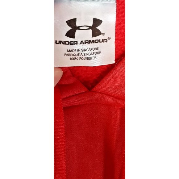 Under Armour Mens MD Red Black Hoodie Front Pocket Pullover Sweatshirt L… - Picture 5 of 5